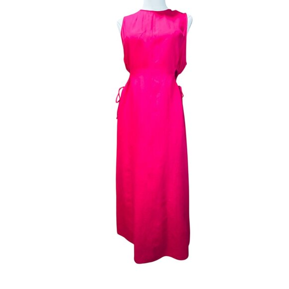 ZARA Hot Pink Cutout Maxi Dress | Sleeveless Back Zip Dress Size S - Picture 1 of 7